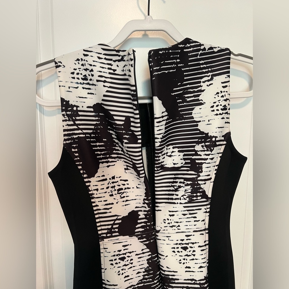 Donna Karan New York Sleeveless Black/White Floral Midi Dress 2 - Picture 10 of 10
